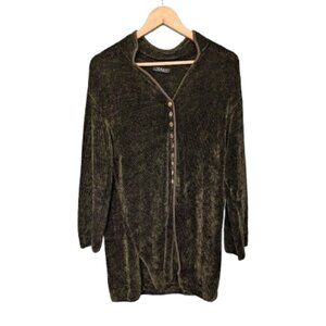 Olive Green Vintage Searle Button Front Chenille Tunic